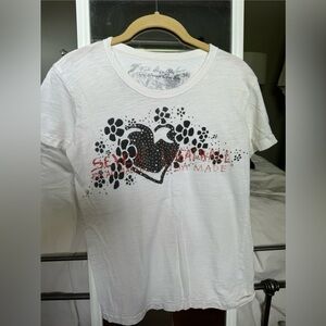 The Great China Wall: white graphic jeweled T-shirt